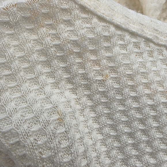Free People We The Free Oversized Ivory Waffle Knit V-neck Bell Sleeve Top M NWT - Picture 10 of 10